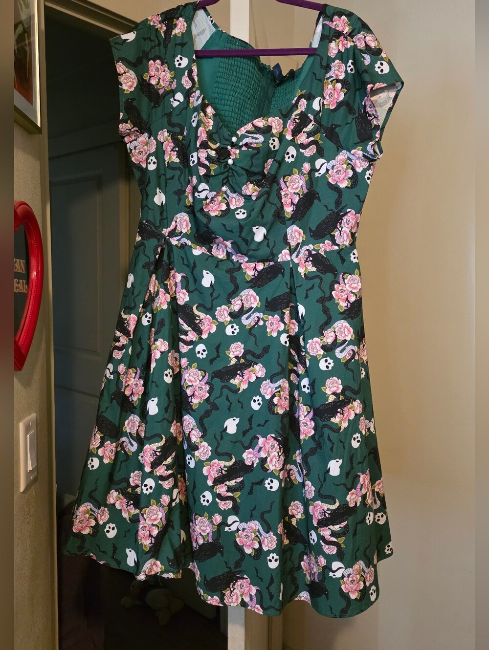 NWT Modcloth Raven Floral Gothic Fit-and-Flare Dress With Tulle Lining In 1x